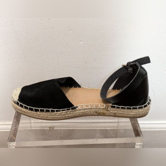Old Navy Black Faux Leather Jute Buckle Espadrille Women's 8 - Picture 9 of 16